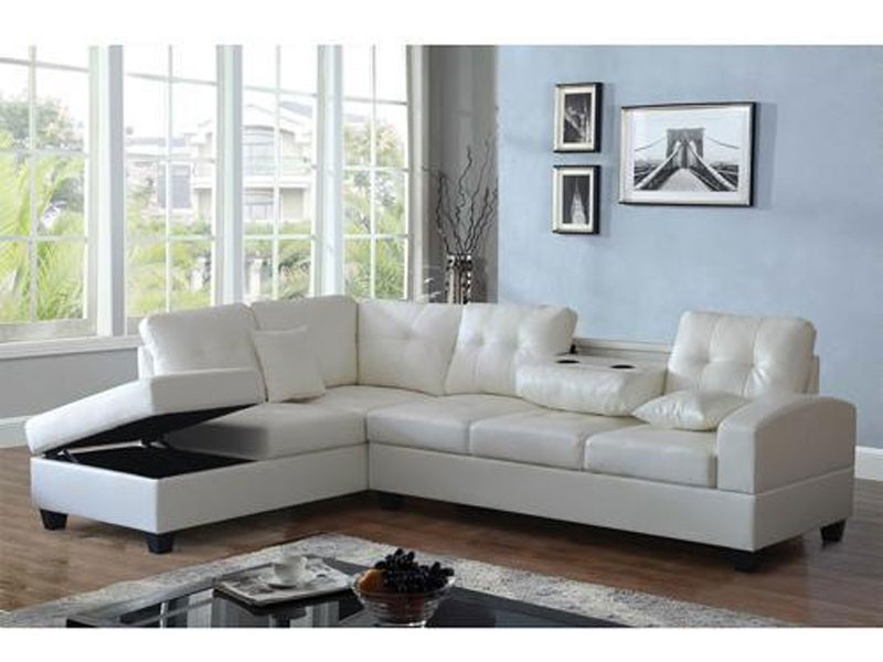 Montecatini Gloria White Sectional With Storage Chaise