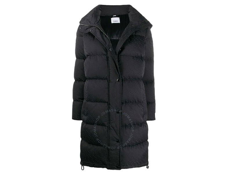 Burberry Black Detachable Hood Monogram Puffer Coat For Women