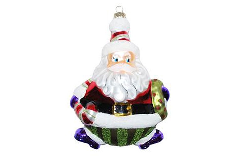 Celebrations by Radko Holly Jolly Glass Santa With Wreath Ornament