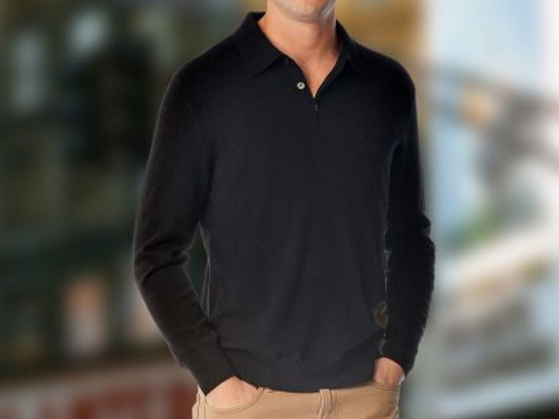 Men’s Pure Cashmere Polo Sweater