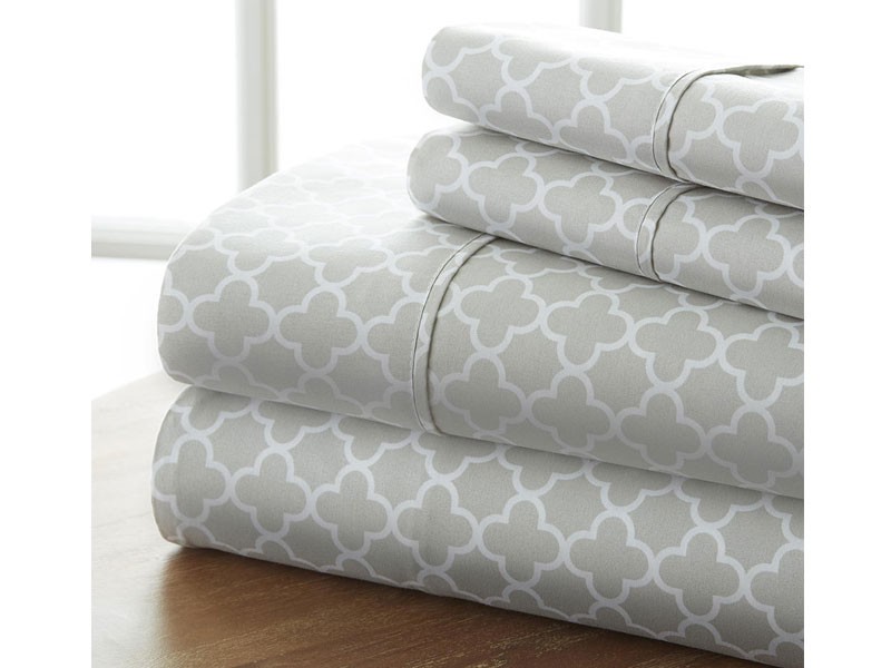 Heart & Home Premium Ultra Soft Printed Pattern 4 Piece Quadrafoil Bed Sheet Set
