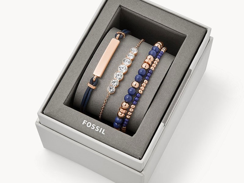 Women's Fossil Navy Steel Bracelet Gift Set