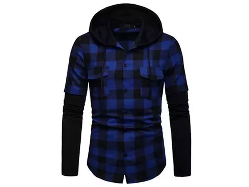 Men's Casual Buffalo Plaid Hooded Shirt