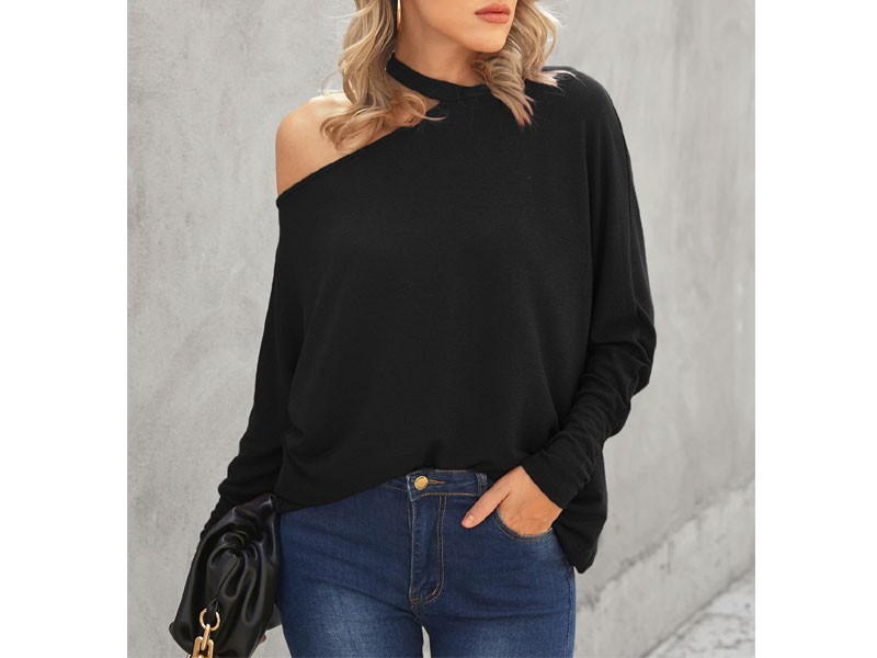 Yoins Cut Out One Shoulder Long Sleeves Tee For Women