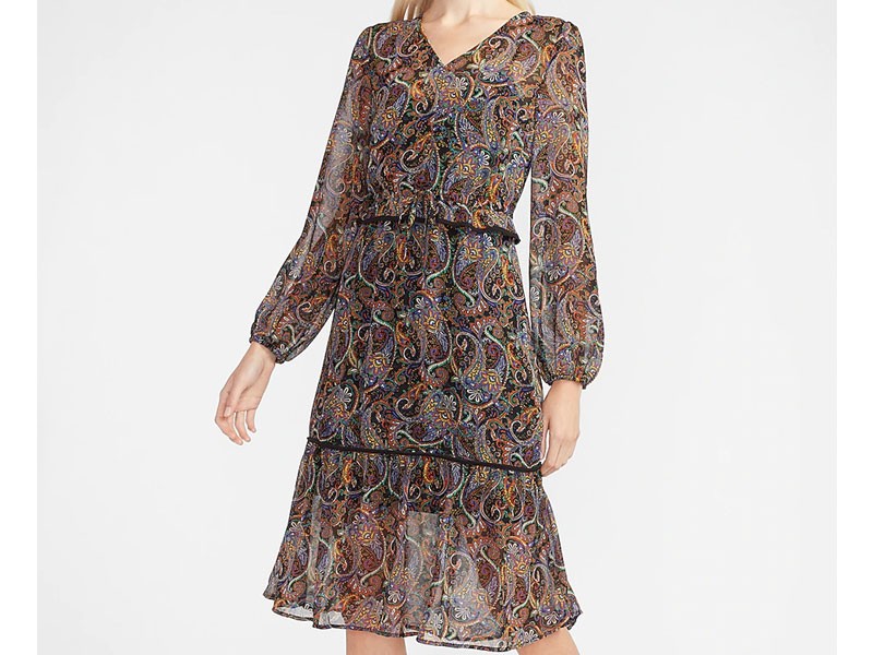Paisley Tiered Midi Dress For Women
