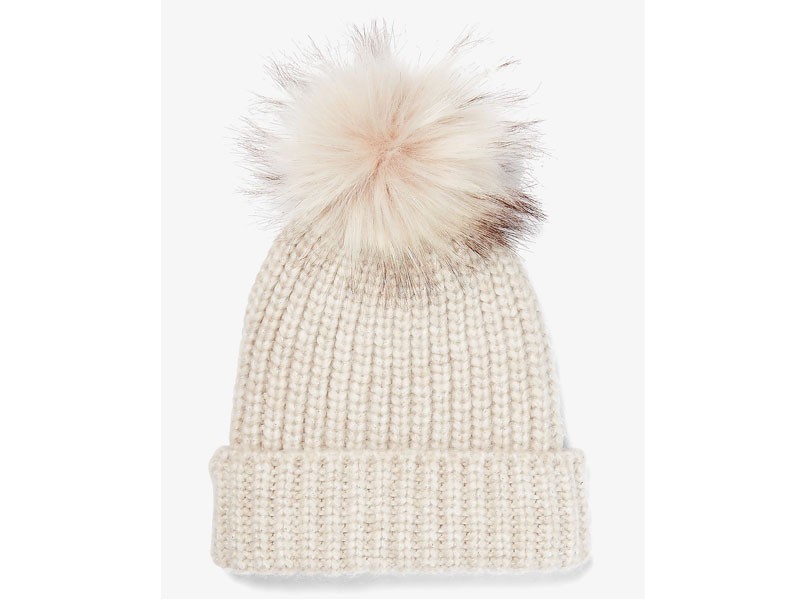 Ribbed Knit Pom Beanie For Women