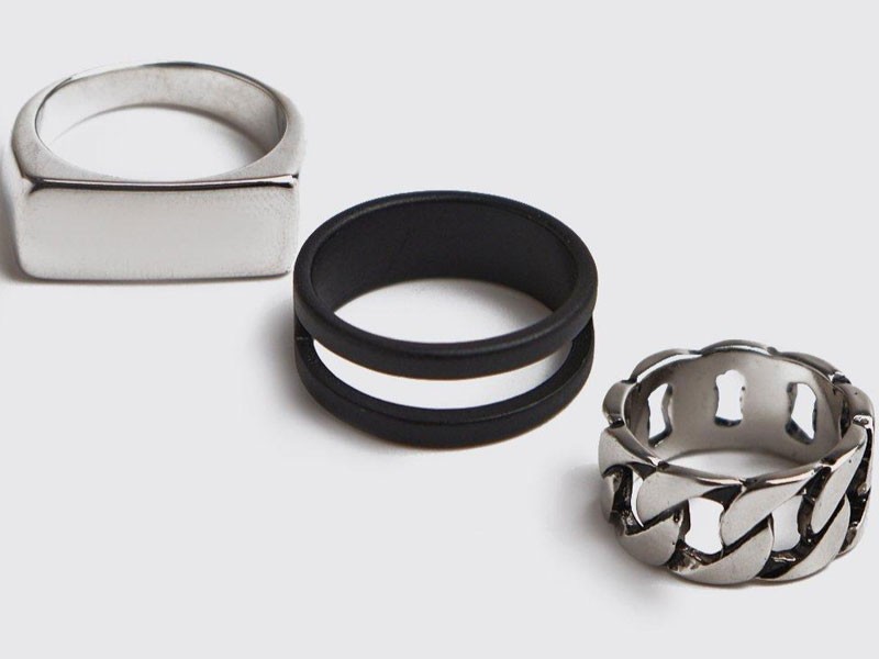 Chain Band 3-Pack Rings For Men