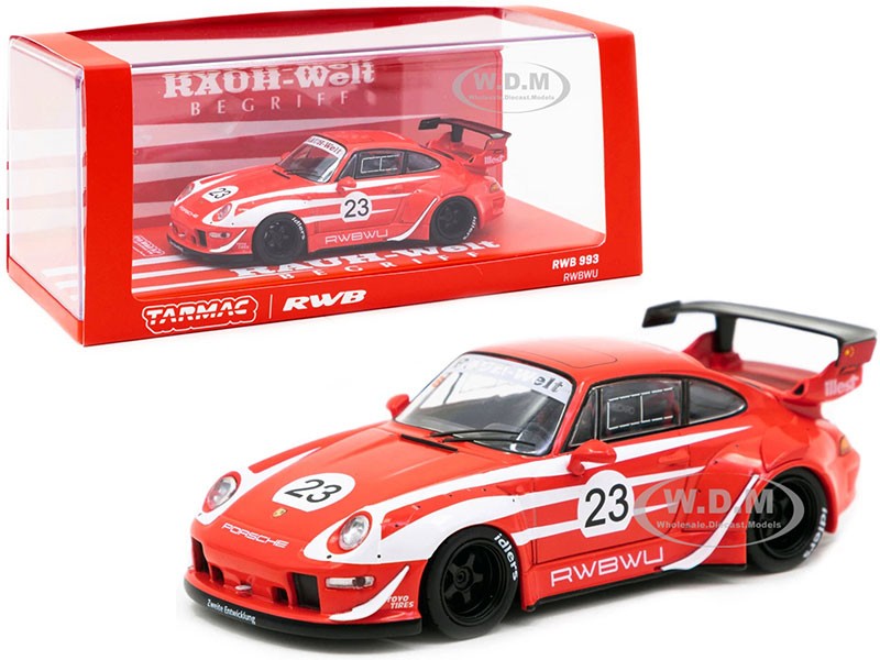 Tarmac Works Porsche RWBWU Red With White Stripes Model Car