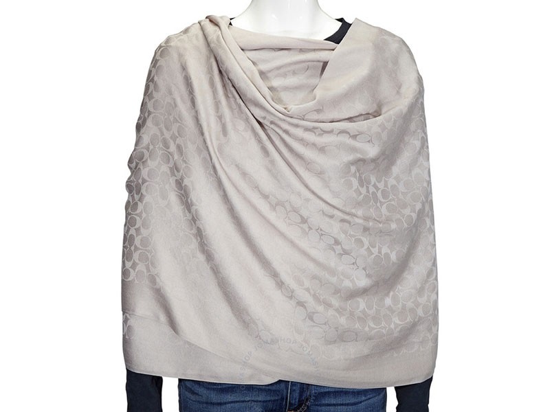 Coach Ladies Signature Stole In Silk And Cotton