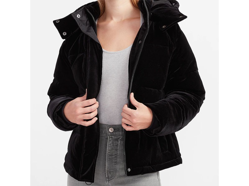 Women's Hooded Velvet Puffer Coat