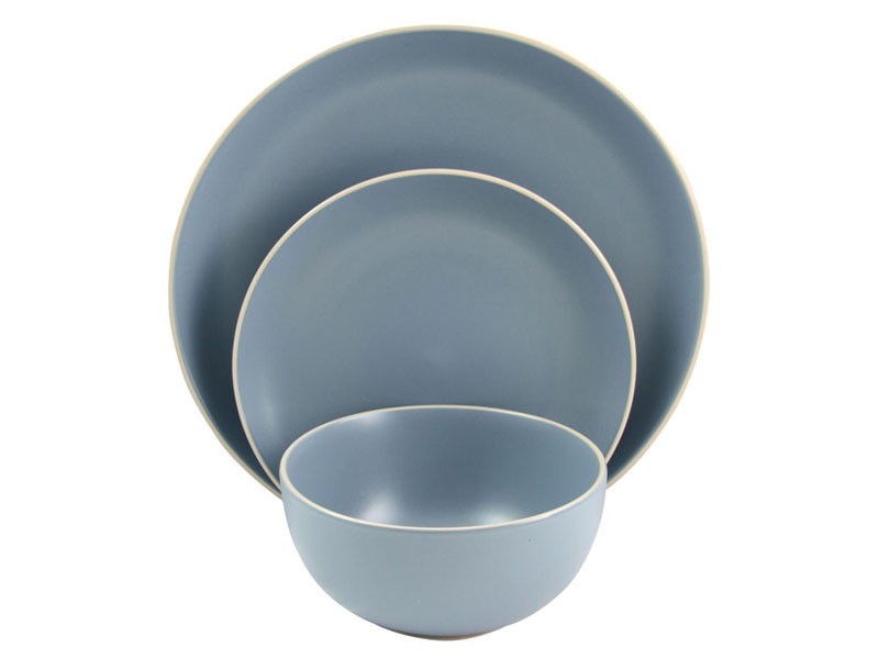 Gibson Home Rockaway 12 Piece Dinnerware in Matte Blue Set