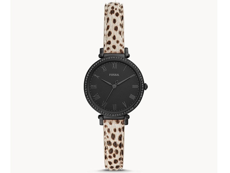 Fossil Kinsey Three-Hand Faux Cheetah Hair Leather Watch For Women