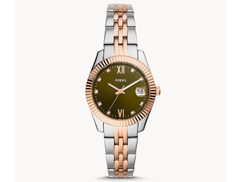 Fossil Scarlette Mini Three-Hand Date Two-Tone Stainless Steel Watch For Women