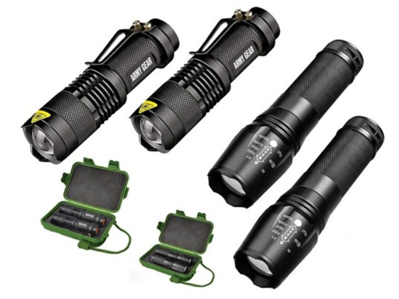 Army Gear Tactical Flashlights 500-Lumen & 800-Lumen Flashlights