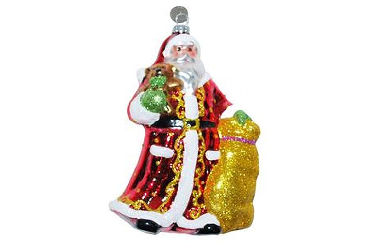 Celebrations by Radko Holly Jolly Glass Traditional Santa Ornament