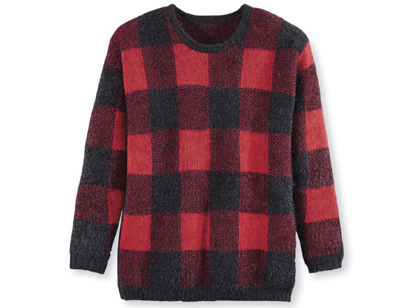 Plush Plaid Sweater For Women