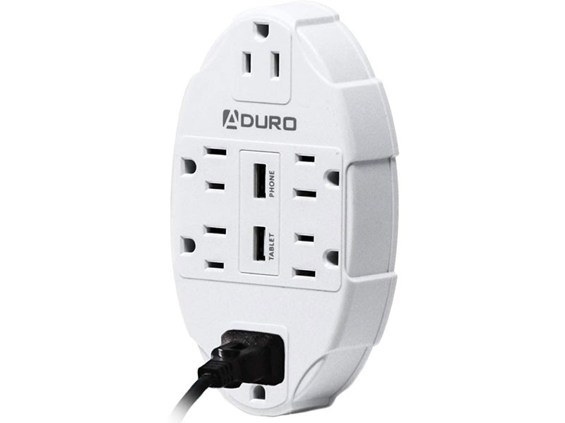 Aduro Surge Oval Charging Station 6 Outlets Dual USB White