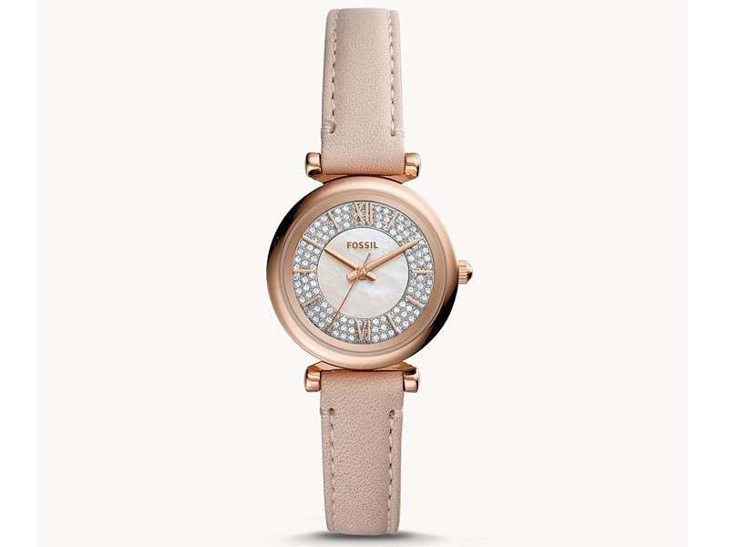 Fossil Carlie Mini Three-Hand Nude Leather Watch For Women