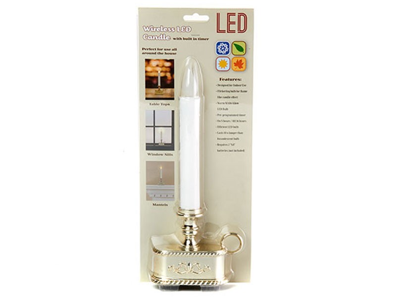 Battery Operated Gold LED Candle With Timer
