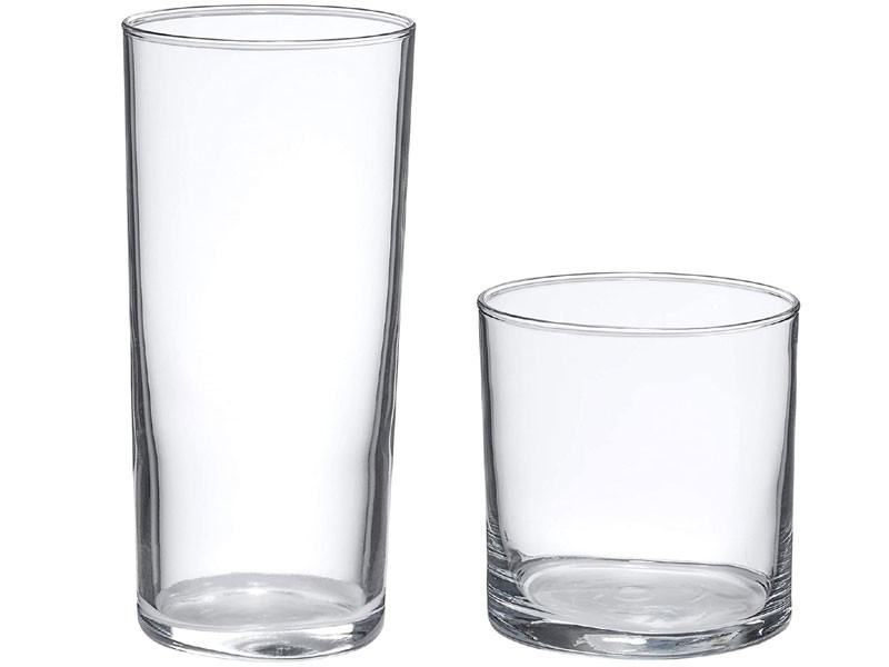 AmazonBasics Ridgecrest 16-Piece Old Fashioned and Coolers Glass Drinkware Set