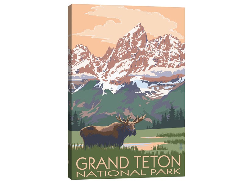 ICanvas Grand Teton National Park Moose And Teton Range Lantern Press