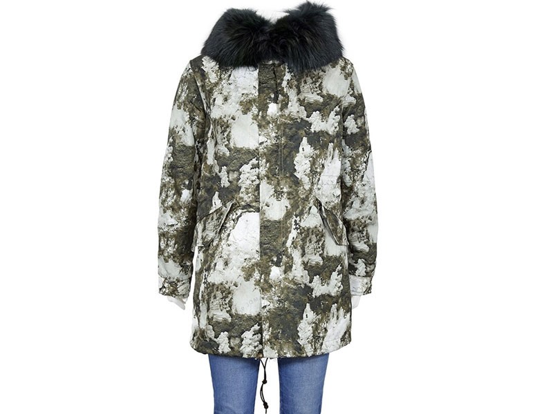 Mr & Mrs Italy Women's Army Printed Nylon Parka