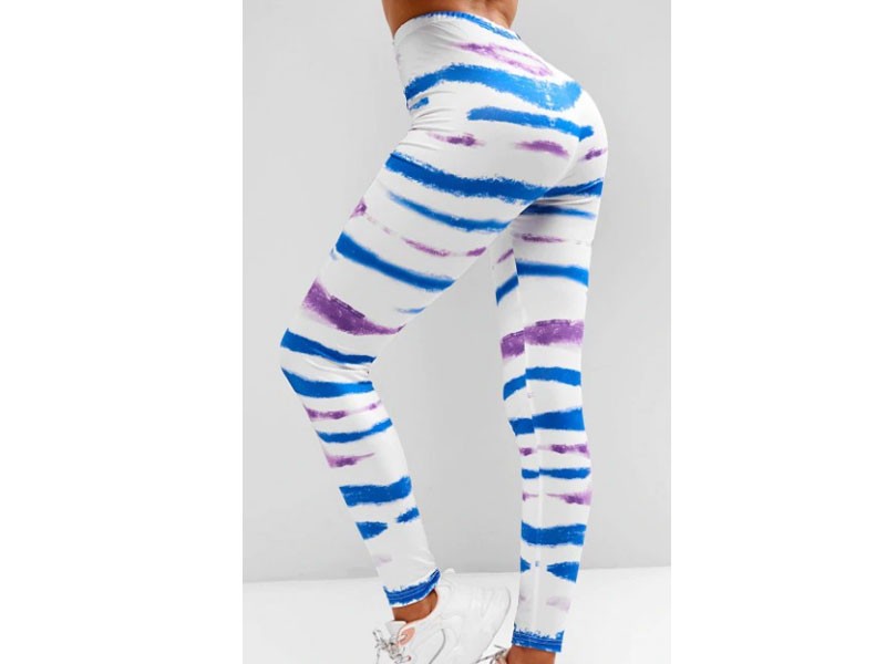 Women's High Waisted Pull On Tie Dye Leggings White