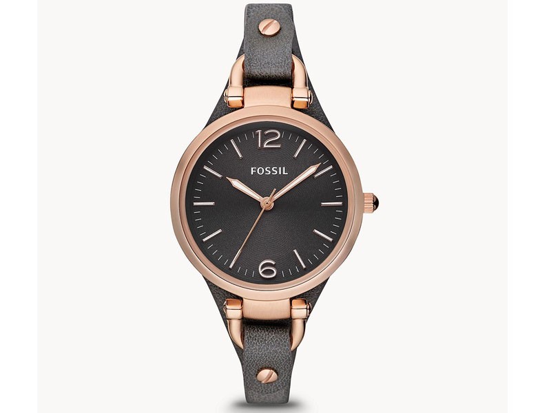 Fossil Georgia Smoke Leather Watch For Women