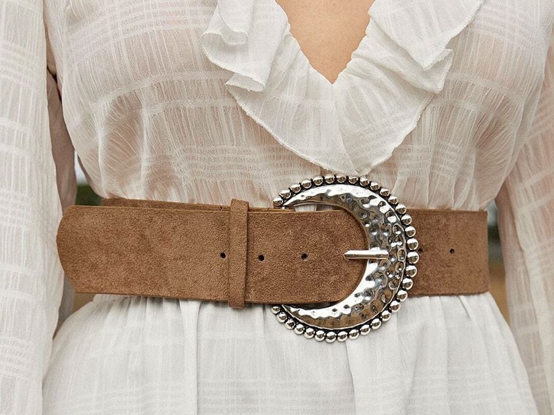 Metal Buckle Wide Belt For Women