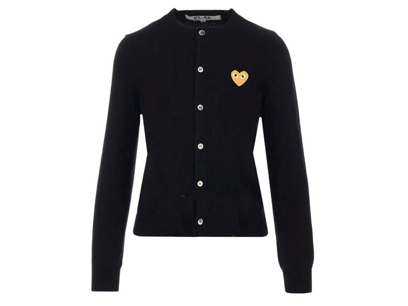 Comme Des Garcons Ladies Gold Heart Crewneck Cardigan