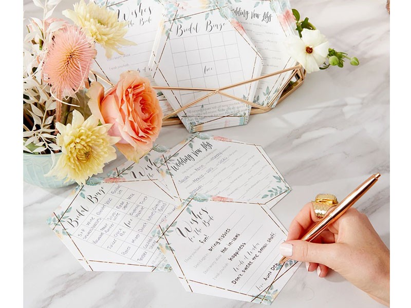 Geometric Floral Bridal Shower 5-Pack Game Card Set