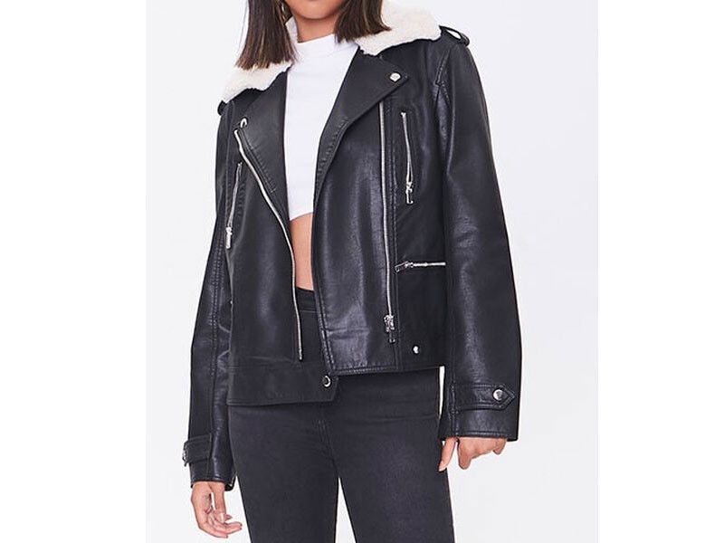 Women's Faux Leather & Shearling Moto Jacket