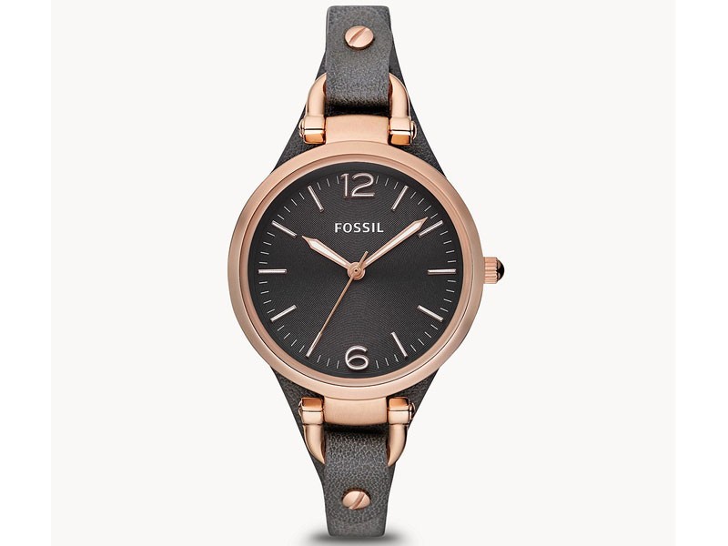 Fossil Georgia Smoke Leather Watch For Women