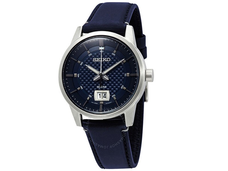 Seiko Quartz Blue Dial Blue Leather Men's Watch