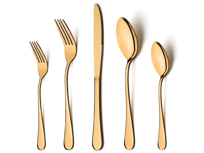 Lianyu Gold Silverware Set 20 Piece Stainless Steel Flatware Cutlery Set