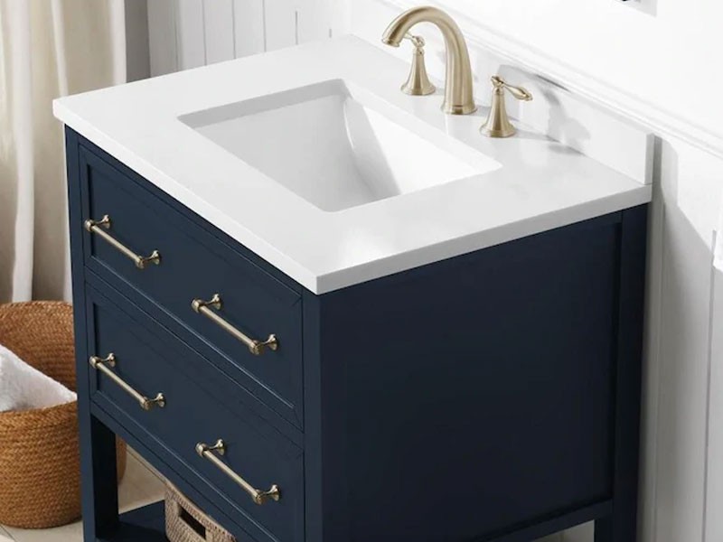 Allen Roth 30-in Midnight Blue Single Sink Bathroom Vanit