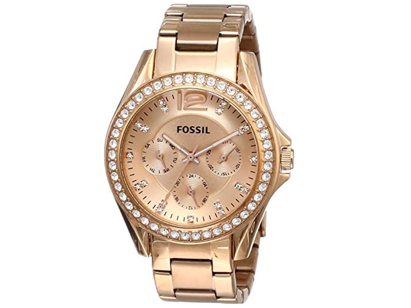 Fossil Women's Riley Stainless Steel Chronograph Glitz Quartz Watch