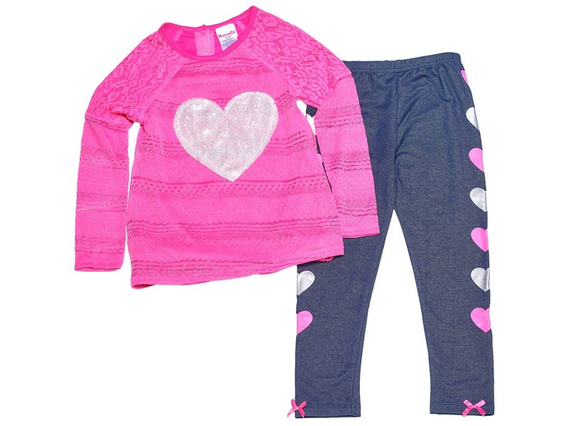 Girl's 4-6x Nannette 2pc Stripe Textured Legging Set