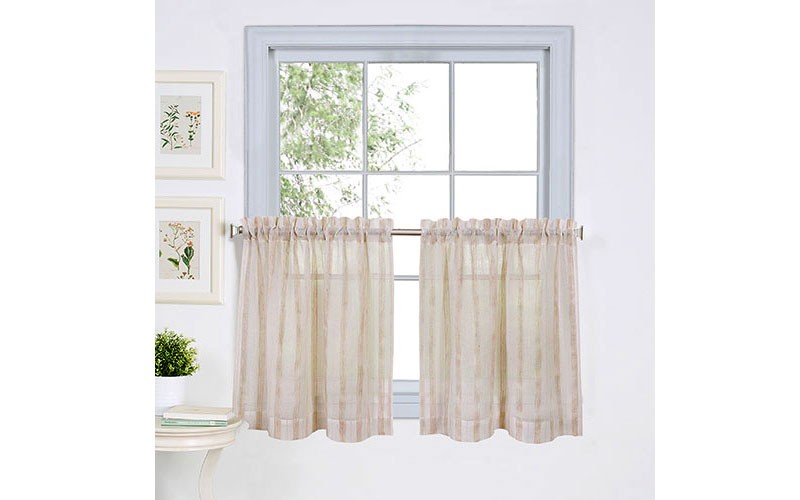 Linen Stripe Kitchen Curtains