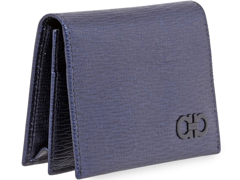 Salvatore Ferragamo Ferragamo Revival Gancini Card Case Navy  For Men & Women