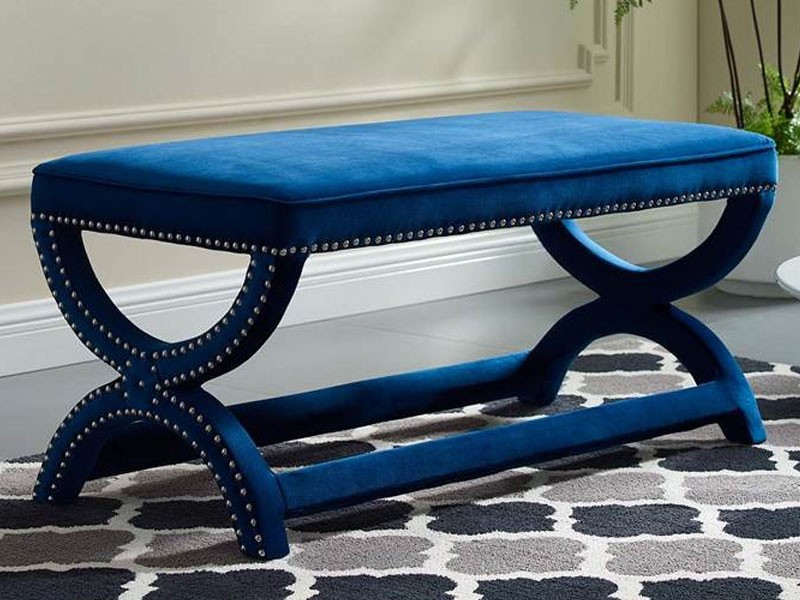 Expound Upholstered Nailhead Trim Performance Velvet Bench