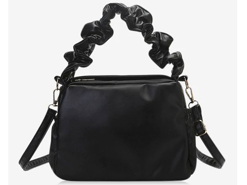 Ruffle Strap Solid Crossbody Hand Bag For Women