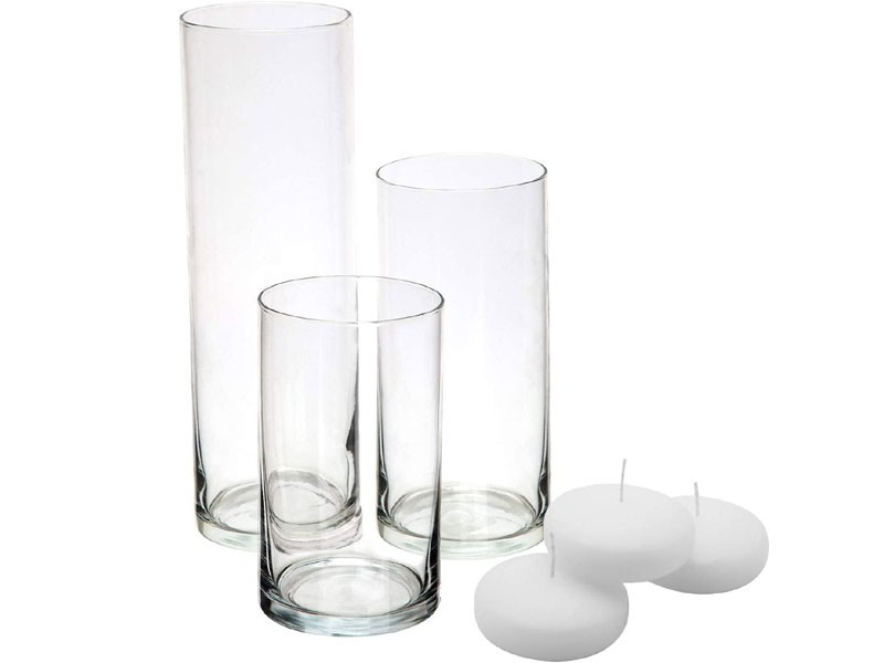 Royal Imports Glass Cylinder Vases Set of 3