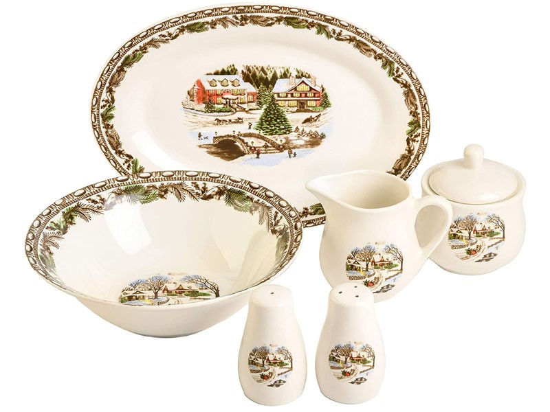Gibson Home Christmas Toile 7 PC Serving Set
