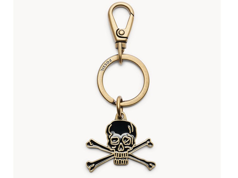 Fossil Skull and Cross Bones Key Fob