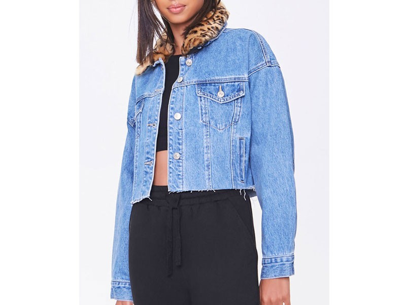 Women's Faux Fur-Trim Denim Jacket