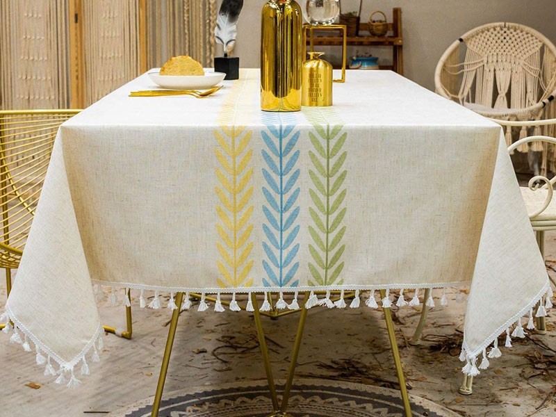 Smiry Embroidery Tassel Tablecloth
