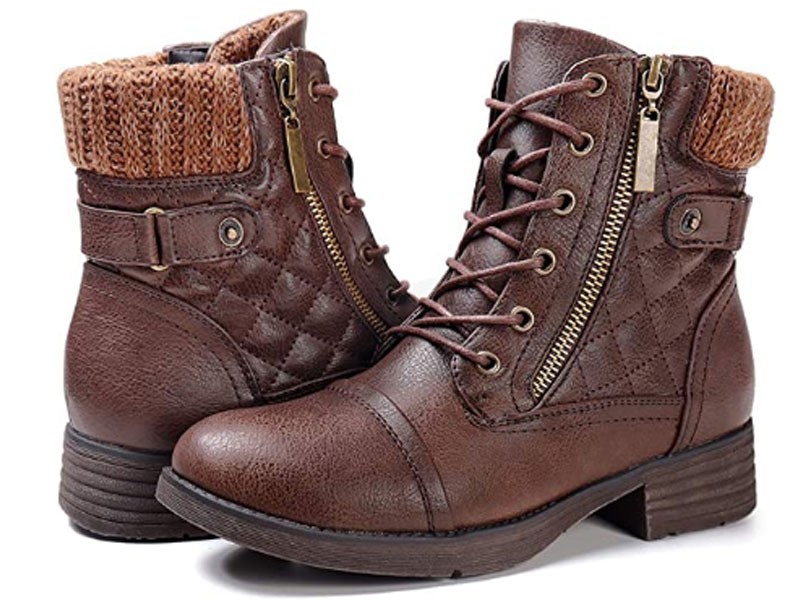 STQ Women's Combat Boots Lace Up Ankle Booties