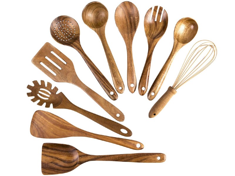 Xdowmo Wooden Cooking Utensils 10 Pack Kitchen Utensils