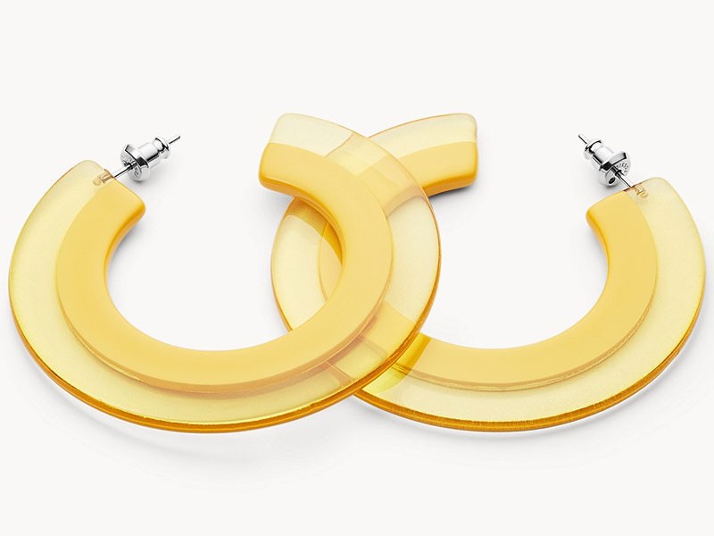 Fossil Women's Yellow Acetate Hoop Earrings